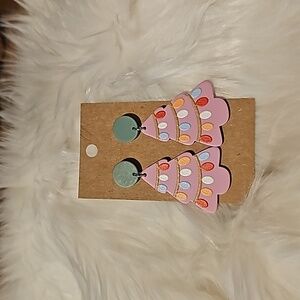 Pink Tree Earrings